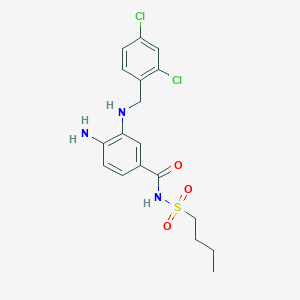 molecular formula C18H21Cl2N3O3S B8613126 Benzamide,4-amino-n-(butylsulfonyl)-3-[[(2,4-dichlorophenyl)methyl]amino]- 