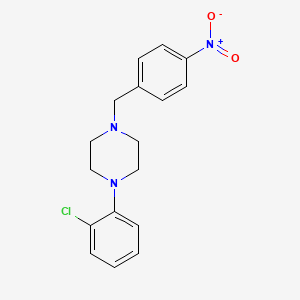 molecular formula C17H18ClN3O2 B8613194 1-(2-Chlorophenyl)-4-[(4-nitrophenyl)methyl]piperazine 