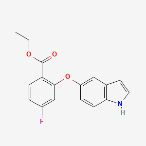 molecular formula C17H14FNO3 B8613423 ethyl 2-(1H-indol-5-yloxy)-4-fluorobenzoate 