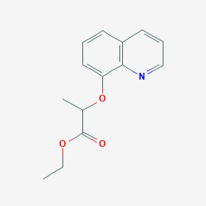 molecular formula C14H15NO3 B8613657 Ethyl 2-(quinolin-8-yloxy)propanoate 