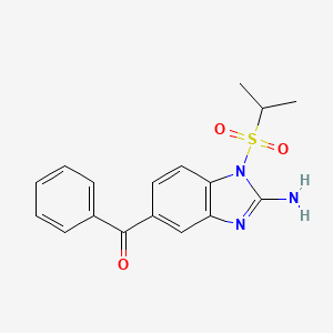 molecular formula C17H17N3O3S B8613666 [2-Amino-1-(propane-2-sulfonyl)-1H-benzimidazol-5-yl](phenyl)methanone CAS No. 88599-78-4