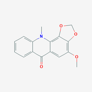 molecular formula C16H13NO4 B086137 4-Methoxy-11-methyl-[1,3]dioxolo[4,5-c]acridin-6-one CAS No. 14482-04-3