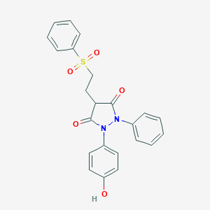 molecular formula C23H20N2O5S B086144 1-(p-Hydroxyphenyl)-2-phenyl-4-[2-(phenylsulfonyl)ethyl]pyrazolidine-3,5-dione CAS No. 1107-46-6