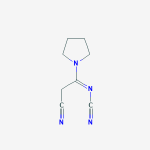 molecular formula C8H10N4 B8614557 [(1E)-2-Cyano-1-(pyrrolidin-1-yl)ethylidene]cyanamide CAS No. 63734-42-9