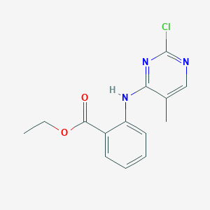 molecular formula C14H14ClN3O2 B8614623 Ethyl 2-[(2-chloro-5-methyl-4-pyrimidinyl)amino]benzoate 