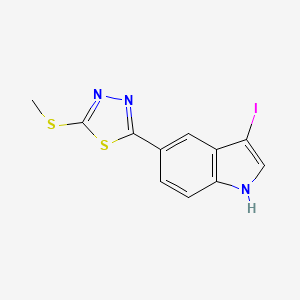 molecular formula C11H8IN3S2 B8614737 2-(3-iodo-1H-indol-5-yl)-5-methylsulfanyl-1,3,4-thiadiazole 