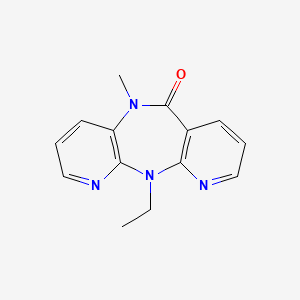 molecular formula C14H14N4O B8615281 2-ethyl-9-methyl-2,4,9,15-tetrazatricyclo[9.4.0.03,8]pentadeca-1(11),3(8),4,6,12,14-hexaen-10-one CAS No. 132312-85-7