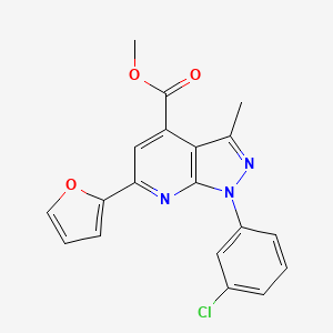 molecular formula C19H14ClN3O3 B8615752 methyl 1-(3-chlorophenyl)-6-(furan-2-yl)-3-methyl-1H-pyrazolo[3,4-b]pyridine-4-carboxylate 