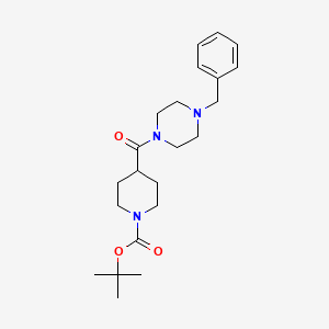 molecular formula C22H33N3O3 B8615901 4-[[4-(Phenylmethyl)-1-piperazinyl]carbonyl]-1-piperidinecarboxylic acid 1,1-dimethylethyl ester 
