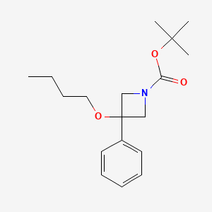 molecular formula C18H27NO3 B8617100 Tert-butyl 3-butoxy-3-phenylazetidine-1-carboxylate 