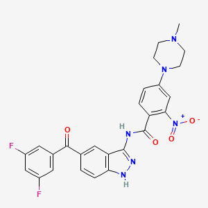 molecular formula C26H22F2N6O4 B8617178 N-(5-(3,5-Difluorobenzoyl)-1H-indazol-3-yl)-4-(4-methylpiperazin-1-yl)-2-nitrobenzamide 