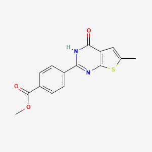 molecular formula C15H12N2O3S B8617652 methyl 4-(6-methyl-4-oxo-3H-thieno[2,3-d]pyrimidin-2-yl)benzoate 