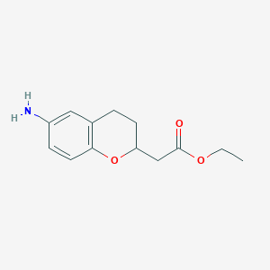molecular formula C13H17NO3 B8617730 Ethyl 2-(6-aminochroman-2-yl)acetate CAS No. 181074-34-0