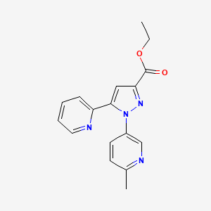 molecular formula C17H16N4O2 B8617832 ethyl 1-(6-methyl-3-pyridyl)-5-(2-pyridyl)-1H-pyrazole-3-carboxylate 