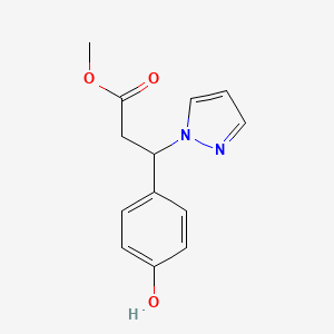molecular formula C13H14N2O3 B8617888 methyl 3-(4-hydroxyphenyl)-3-(1H-pyrazol-1-yl)propanoate 