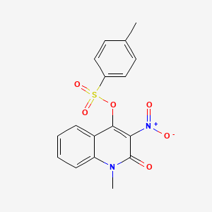 molecular formula C17H14N2O6S B8618116 Toluene-4-sulfonic acid 1-methyl-3-nitro-2-oxo-1,2-dihydro-quinolin-4-yl ester CAS No. 921214-44-0