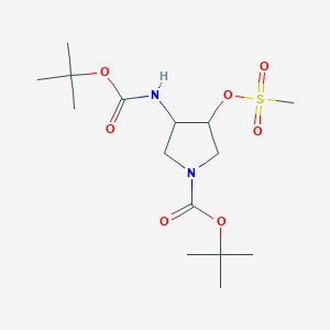 molecular formula C15H28N2O7S B8618240 tert-butyl 3-[(2-methylpropan-2-yl)oxycarbonylamino]-4-methylsulfonyloxypyrrolidine-1-carboxylate 