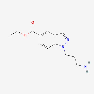 molecular formula C13H17N3O2 B8618592 Ethyl 1-(3-aminopropyl)indazole-5-carboxylate 