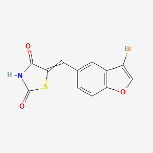 molecular formula C12H6BrNO3S B8619115 5-[(3-Bromo-1-benzofuran-5-yl)methylidene]-1,3-thiazolidine-2,4-dione CAS No. 648450-34-4