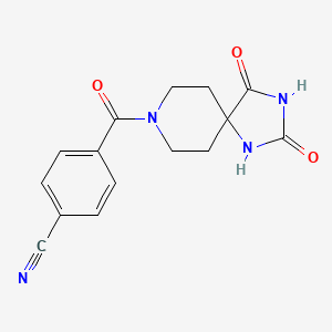 molecular formula C15H14N4O3 B8619235 4-{2,4-Dioxo-1,3,8-triazaspiro[4.5]decane-8-carbonyl}benzonitrile 