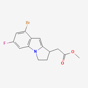 molecular formula C14H13BrFNO2 B8620175 Methyl 2-(8-bromo-6-fluoro-2,3-dihydro-1H-pyrrolo[1,2-a]indol-1-yl)acetate 