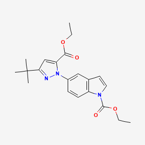 molecular formula C21H25N3O4 B8620639 ethyl 5-(3-tert-butyl-5-ethoxycarbonylpyrazol-1-yl)indole-1-carboxylate 