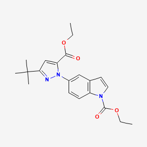 ethyl 5-(3-t-butyl-5-(ethoxycarbonyl)-1H-pyrazol-1-yl)-1H-indole-1-carboxylate