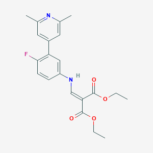 molecular formula C21H23FN2O4 B008622 Diethyl (((3-(2,6-dimethyl-4-pyridinyl)-4-fluorophenyl)amino)methylene)propanedioate CAS No. 104431-74-5