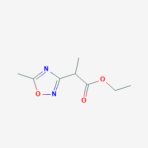 molecular formula C8H12N2O3 B8622409 Ethyl 2-(5-methyl-1,2,4-oxadiazol-3-yl)propanoate 
