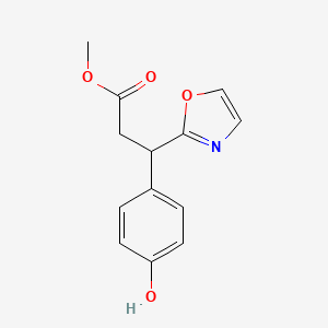 molecular formula C13H13NO4 B8622594 Methyl 3-(4-hydroxyphenyl)-3-(1,3-oxazol-2-yl)propanoate 