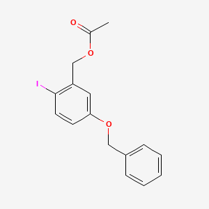 molecular formula C16H15IO3 B8622730 Acetic acid 5-benzyloxy-2-iodo-benzyl ester 