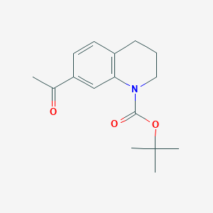 molecular formula C16H21NO3 B8623209 tert-Butyl 7-acetyl-3,4-dihydroquinoline-1(2H)-carboxylate 