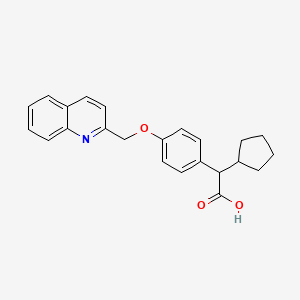 molecular formula C23H23NO3 B8623455 2-Cyclopentyl-2-(4-(2-quinolylmethoxy)phenyl)acetic acid 