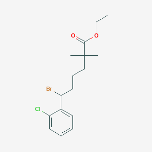 molecular formula C16H22BrClO2 B8623836 6-Bromo-6-(2-chlorophenyl)-2,2-dimethylhexanoic acid ethyl ester 