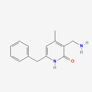 molecular formula C14H16N2O B8623906 3-(aminomethyl)-6-benzyl-4-methylpyridin-2(1H)-one CAS No. 1346576-22-4