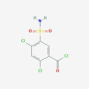 molecular formula C7H4Cl3NO3S B8623971 2,4-Dichloro-5-sulfamoylbenzoyl chloride CAS No. 3740-16-7