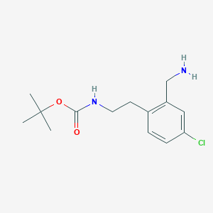 molecular formula C14H21ClN2O2 B8624136 tert-butyl N-[2-[2-(aminomethyl)-4-chlorophenyl]ethyl]carbamate 