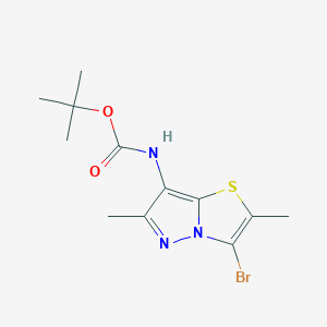 molecular formula C12H16BrN3O2S B8624380 tert-butyl N-(3-bromo-2,6-dimethylpyrazolo[5,1-b][1,3]thiazol-7-yl)carbamate 