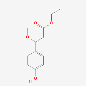 molecular formula C12H16O4 B8624858 Ethyl 3-(4-hydroxyphenyl)-3-methoxypropanoate 