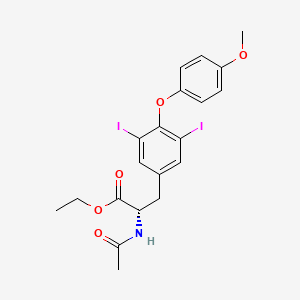 molecular formula C20H21I2NO5 B8624860 L-Tyrosine, N-acetyl-3,5-diiodo-O-(4-methoxyphenyl)-, ethyl ester 