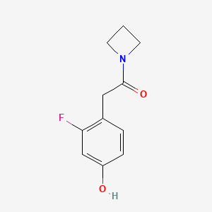 molecular formula C11H12FNO2 B8625152 1-(Azetidin-1-yl)-2-(2-fluoro-4-hydroxyphenyl)ethanone 