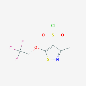 molecular formula C6H5ClF3NO3S2 B8625159 4-Isothiazolesulfonyl chloride, 3-methyl-5-(2,2,2-trifluoroethoxy)- CAS No. 111923-86-5