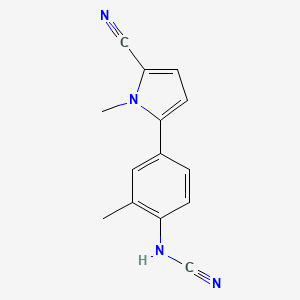 molecular formula C14H12N4 B8625241 [4-(5-cyano-1-methyl-1H-pyrrol-2-yl)-2-methylphenyl]cyanamide CAS No. 921631-53-0