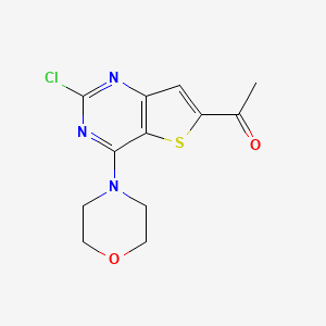 molecular formula C12H12ClN3O2S B8625305 1-(2-Chloro-4-morpholinothieno[3,2-d]pyrimidin-6-yl)ethanone 