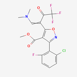 molecular formula C17H13ClF4N2O4 B8625358 Methyl 3-(2-chloro-6-fluorophenyl)-5-(1-(dimethylamino)-4,4,4-trifluoro-3-oxobut-1-en-2-yl)isoxazole-4-carboxylate 