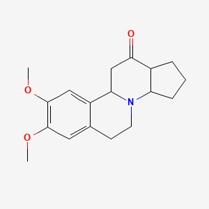 molecular formula C18H23NO3 B8627163 1,2,3,3a,5,6,10b,11,12,12a-Decahydro-8,9-dimethoxybenzo[a]cyclopenta[f]quinolizin-12-one 