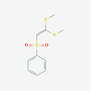 molecular formula C10H12O2S3 B8627204 Benzene, [[2,2-bis(methylthio)ethenyl]sulfonyl]- CAS No. 41374-14-5