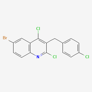 molecular formula C16H9BrCl3N B8627336 6-Bromo-2,4-dichloro-3-(4-chlorobenzyl)quinoline 