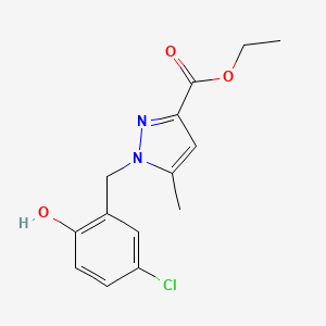 molecular formula C14H15ClN2O3 B8627528 ethyl 1-[(5-chloro-2-hydroxyphenyl)methyl]-5-methylpyrazole-3-carboxylate 