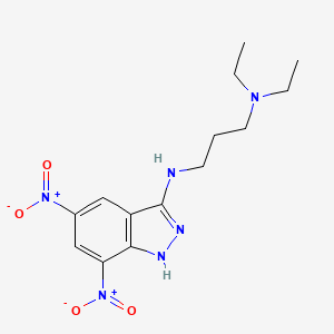 molecular formula C14H20N6O4 B8627730 N~3~-(5,7-Dinitro-1H-indazol-3-yl)-N~1~,N~1~-diethylpropane-1,3-diamine CAS No. 89443-57-2